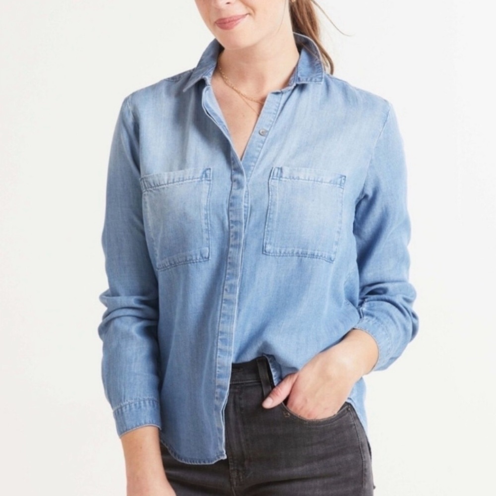 Anthropologie Cloth & Stone Chambray Buttondown Shirt, XXS
